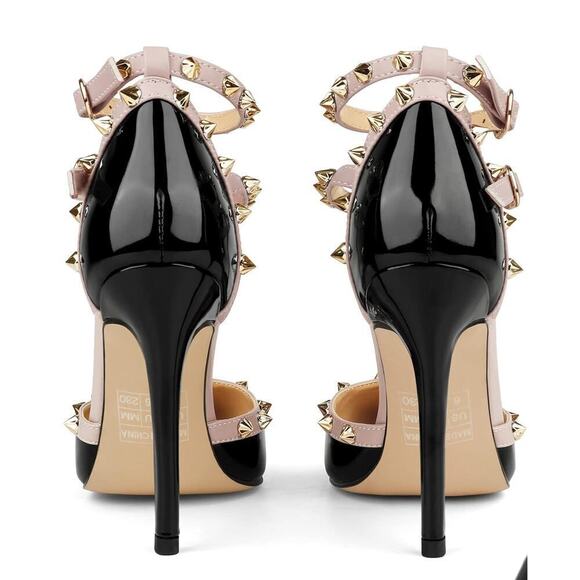 Studded Ankle Strap High Heels Stilettos Pumps Sz 8.5 Dress Shoes Formal Wedding - Picture 3 of 16